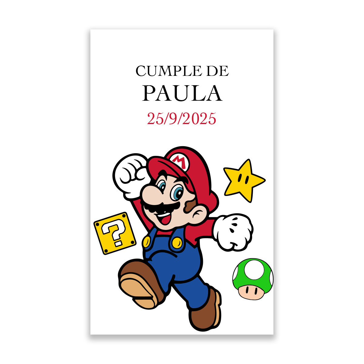 Adhesivo Super Mario 3X5 Rectangular Para Personalizar Detalles
