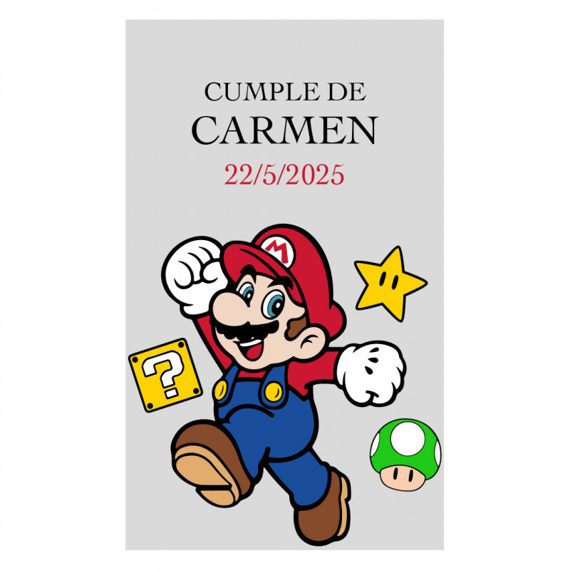 Adhésif transparent personnalisé de Super Mario idéal pour des événements spéciaux 5x3cm