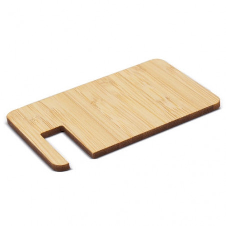 Support de mobile en bois présenté dans une enveloppe kraft verte personnalisée