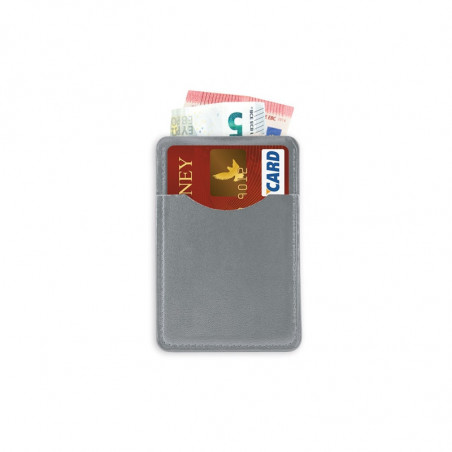 Porte-cartes argent avec autocollant silhouette de mariés pour les cadeaux des invités