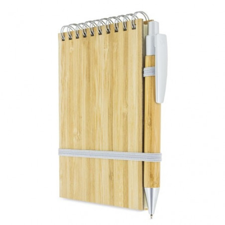 Carnet en bambou personnalisé pour mariage avec stylo
