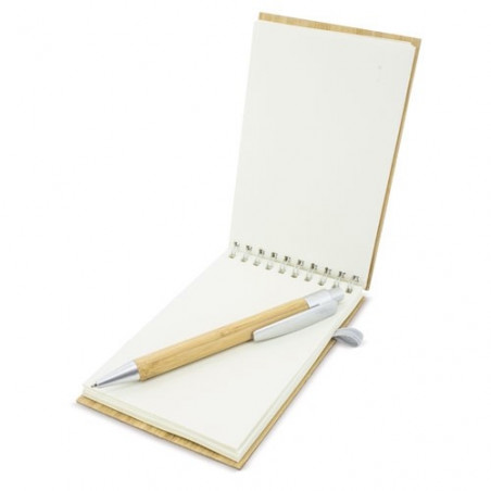 Carnet en bambou personnalisé pour mariage avec stylo