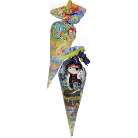 Cornet de bonbons avec livre à colorier et boîte de crayons personnalisée dans une boîte licornes à offrir