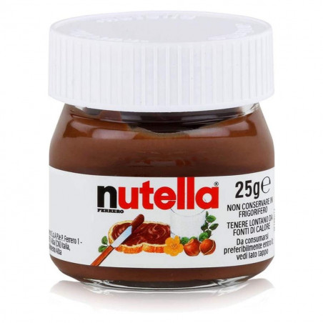 Nutella 25 gr. en tarro de cristal con adhesivo personalizable para detalles