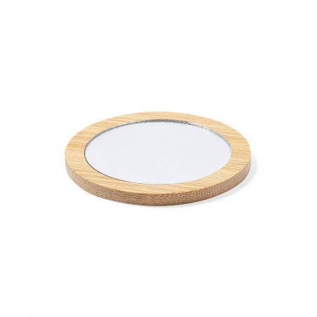 Miroir en bambou avec un tendre autocollant éléphant pour les détails de baptême