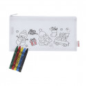 Étui de Noël à colorier avec crayons et étiquette autocollante personnalisable pour les détails