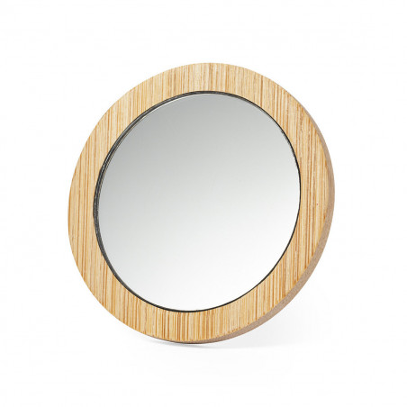 Miroir rond en bois avec autocollant de communion fille personnalisé dans un sac en tissu à offrir