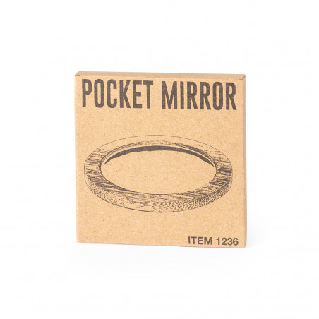 Miroir de sac avec revêtement en tissu rustique et autocollant personnalisé