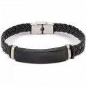 Vin rouge avec étiquette personnalisée de Noël et bracelet en acier présenté dans une boîte pour les détails.