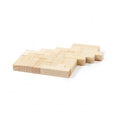 Tetris en bois présenté dans une boîte personnalisée avec autocollant d'anniversaire
