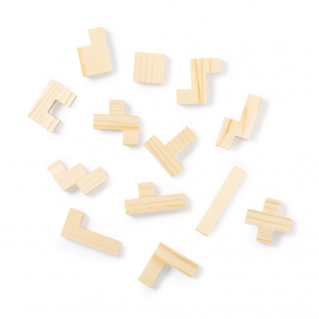 Tetris en bois présenté dans une boîte personnalisée avec autocollant d'anniversaire