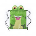 Grenouille danseuse et sac à dos d'enfants dans un sac en papier à motifs d'animaux, détail enfantin