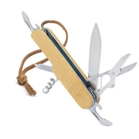 Couteau multifonction en bambou dans une boîte personnalisée pour mariage