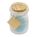 Bougie parfumée bleue avec couvercle en liège et carte personnalisée pour la Communion d'une fille