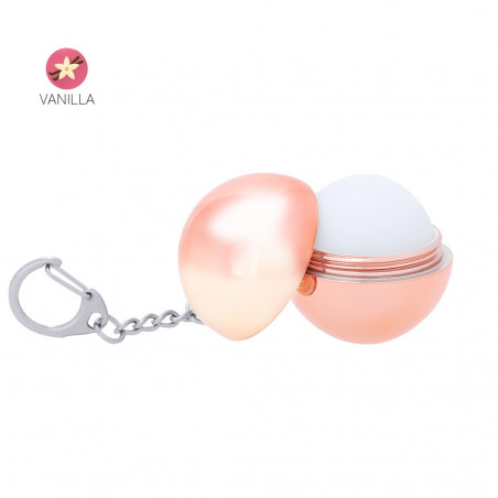 Baume à lèvres en porte-clés avec carte de rappel florale dans un sac en organza blanc pour événements