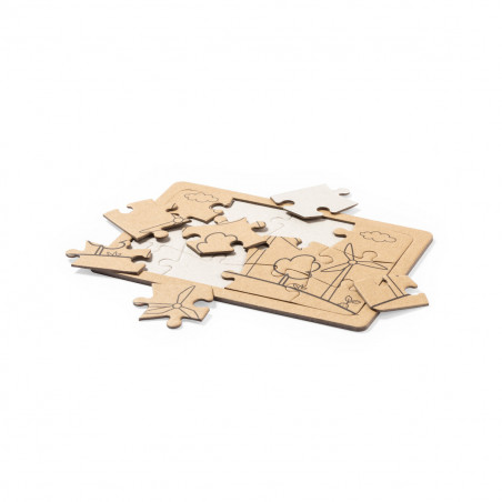 Puzzles éco présentés dans une boîte avec un autocollant personnalisable pour les détails