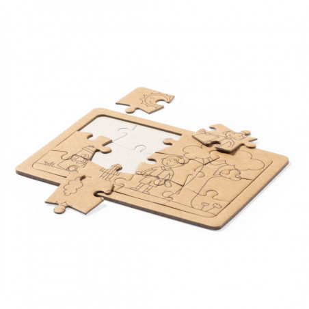 Puzzles éco présentés dans une boîte avec un autocollant personnalisable pour les détails