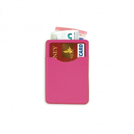 Porte-cartes rose avec autocollant première communion pour détails