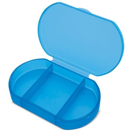 Pilulier bleu trizone personnalisé avec autocollant d'enfant pour communion