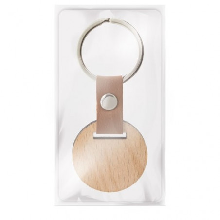Porte-clés en bois pour mariage dans une boîte en carton kraft avec autocollant personnalisé