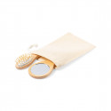 Miroir et peigne en bois dans un sac en tissu personnalisé pour les détails