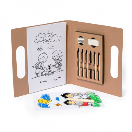 Carnet de coloriage avec crayons de couleur et feuilles personnalisées pour les détails de l événement