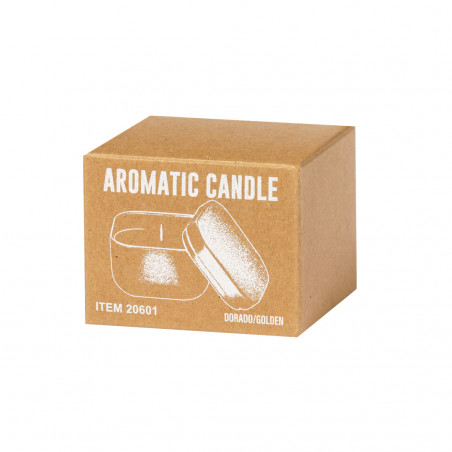 Bougie parfumée dans une boîte métallique argentée personnalisée avec une carte et un autocollant de communion pour fille dans