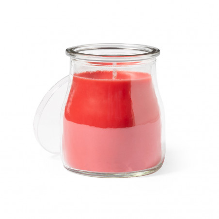 Bougie aromatique rouge avec autocollant romantique personnalisable pour détail