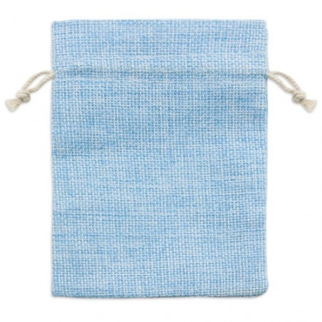Foulard en toile de jute couleur ciel avec adhésif à personnaliser avec une image