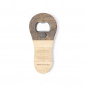 Ouvre-bouteille en bois avec étiquette adhésive et sachet pour mariage