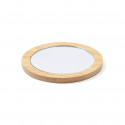 Miroir de poche en bois avec pochette de présentation rustique