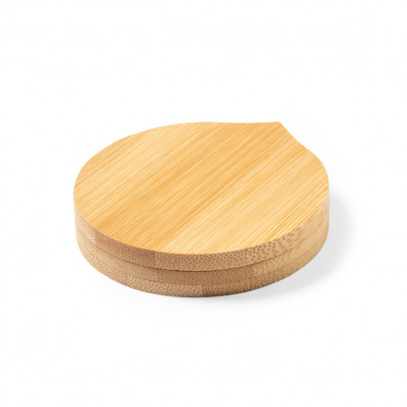 Miroir de poche avec couvercle en bambou et adhésif personnalisable pour des détails spéciaux