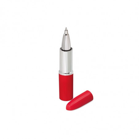 Stylo design rouge rouge à lèvres avec autocollant fleurs pour les détails des invités