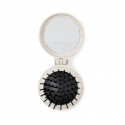 Miroir avec brosse en paille de blé avec carte de rappel personnalisée dans un sac en organza pour les détails des invités