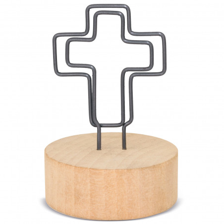 Clip en forme de croix avec boîte en acétate et adhésif de communion personnalisé