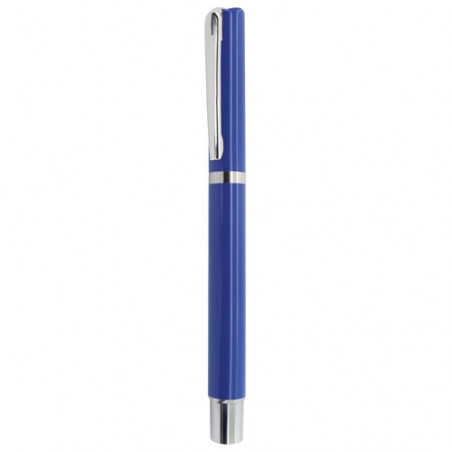Stylo à bille avec étui en métal bleu roi avec autocollant mariés sur moto pour mariage