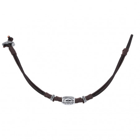 Bracelet en cuir avec le symbole de la paix présenté avec une enveloppe pour baptême