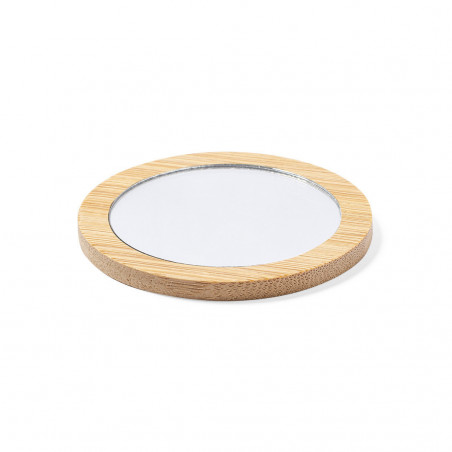 Miroir de poche en bambou avec sac pour détail de Noël