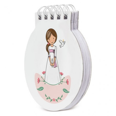 Carnet de communion pour fille avec enveloppe et autocollant