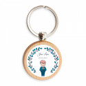 Porte-clés en bambou avec un adorable autocollant d'enfant personnalisable pour les souvenirs de Première Communion