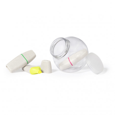 Marqueurs fluorescents dans un pot personnalisé avec autocollant d'anniversaire