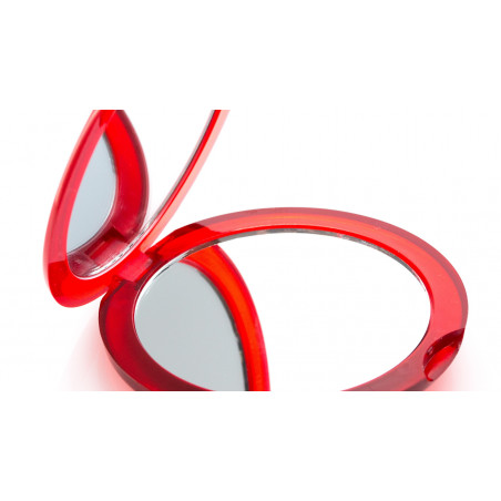 Miroir double pliable avec carte personnalisée dans un sac en tissu pour les détails de mariage