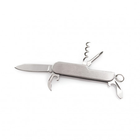 Couteau multi-usages argenté avec autocollant cœur personnalisable pour les invités de mariage masculins