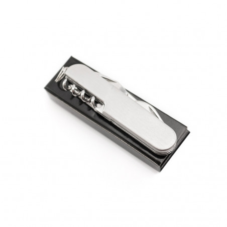 Couteau multi-usages argenté avec autocollant cœur personnalisable pour les invités de mariage masculins
