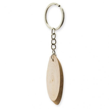 Porte-clés en bois dans un sac transparent et autocollant de mariage