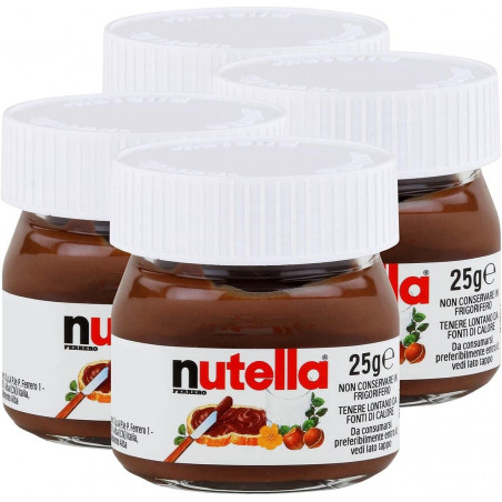 Nutella en petit pot avec cuillère en biscuit présenté dans un sac avec fermeture personnalisable pour la communion