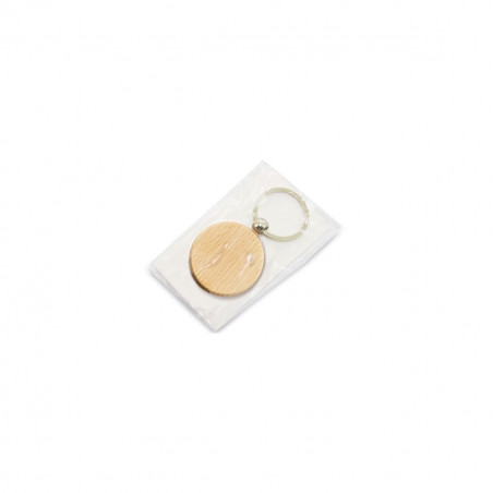 Porte-clés en bois avec autocollant et carte souvenir personnalisable dans un sac en coton pour baptême unisexe