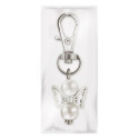 Porte-clé d'ange dans un portefeuille avec carte personnalisée pour baptêmes
