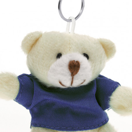 Porte-clés ours en peluche dans un sac en papier avec fenêtre et autocollant personnalisé pour baptêmes
