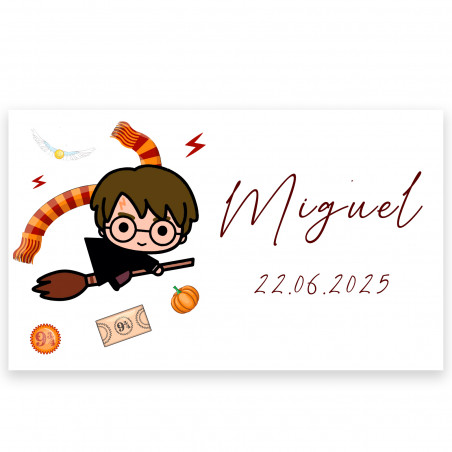 Adhesivo cuadrado 3x5cm diseño harry potter personalizado